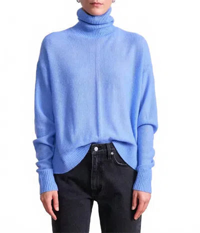 Apiece Apart Cashmere Silk Blend Softest Tissue Weight Turtleneck Top In Cornflower In Blue