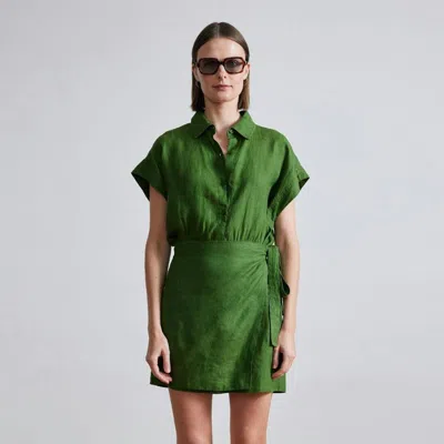 Apiece Apart Catania Wrap Mini Dress In Green