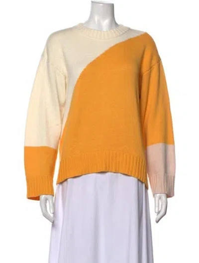 Pre-owned Apiece Apart Colorblock Pattern Crew Neck Sweater In Neutrals/orange