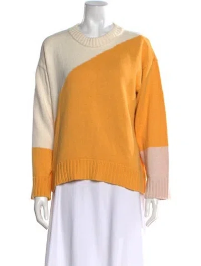 Pre-owned Apiece Apart Colorblock Pattern Crew Neck Sweater In Orange