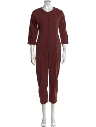 Pre-owned Apiece Apart Crew Neck Jumpsuit In Burgundy