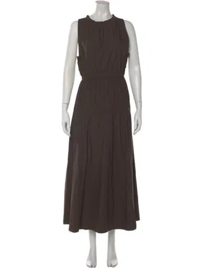 Pre-owned Apiece Apart Crew Neck Long Dress In Brown