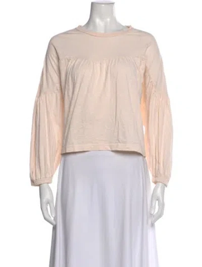 Pre-owned Apiece Apart Crew Neck Long Sleeve Blouse In Neutral