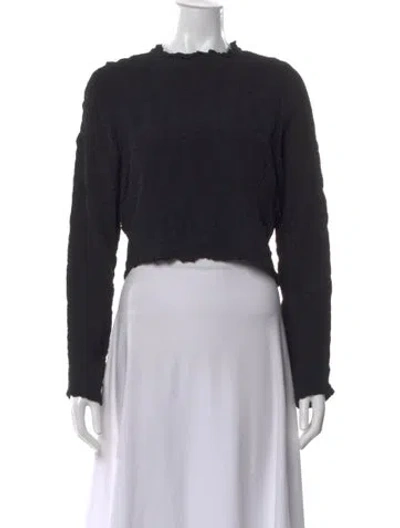 Pre-owned Apiece Apart Crew Neck Long Sleeve Crop Top In Black