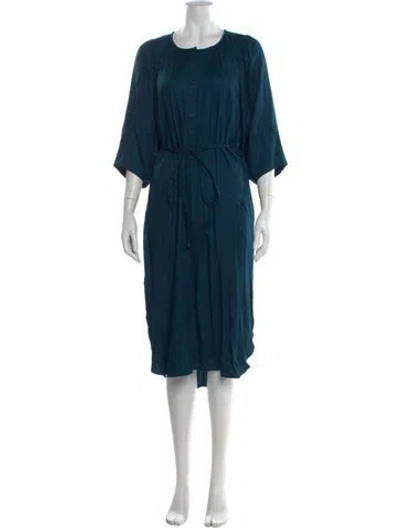 Pre-owned Apiece Apart Crew Neck Midi Length Dress In Blue