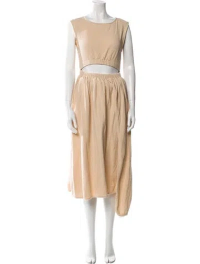 Pre-owned Apiece Apart Crew Neck Midi Length Dress In Neutral