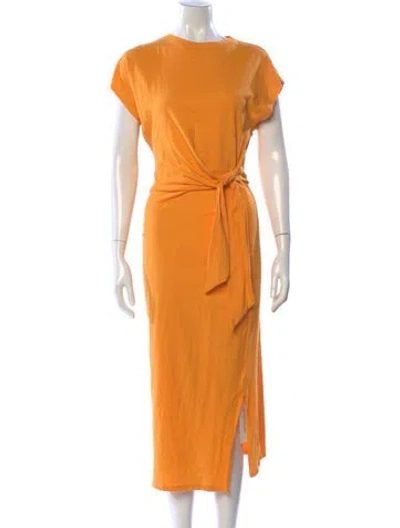 Pre-owned Apiece Apart Crew Neck Midi Length Dress In Orange