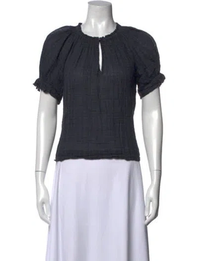 Pre-owned Apiece Apart Crew Neck Short Sleeve Blouse In Gray