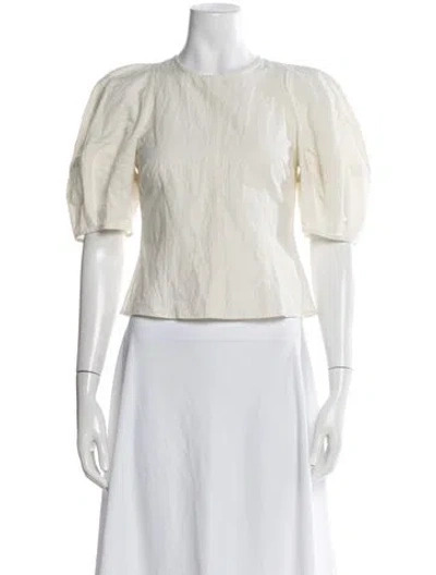 Pre-owned Apiece Apart Crew Neck Short Sleeve Blouse In Neutral