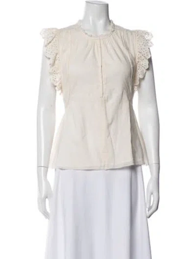 Pre-owned Apiece Apart Crew Neck Short Sleeve Blouse In Neutrals
