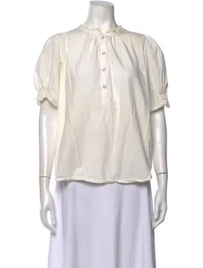 Pre-owned Apiece Apart Crew Neck Short Sleeve Blouse In Neutrals