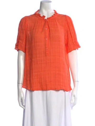 Pre-owned Apiece Apart Crew Neck Short Sleeve Blouse In Red