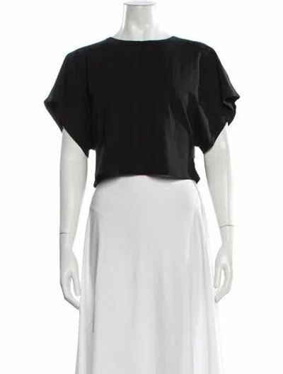 Pre-owned Apiece Apart Crew Neck Short Sleeve Crop Top In Black