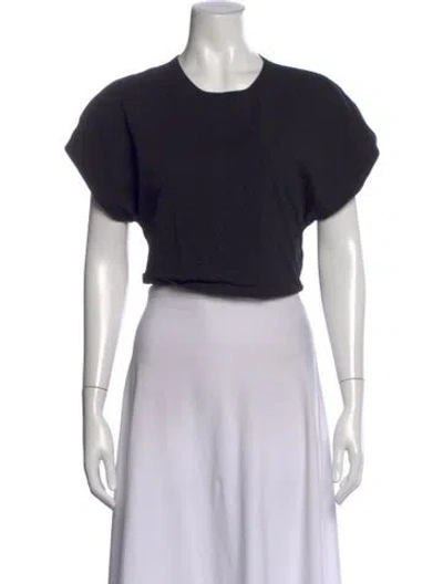 Pre-owned Apiece Apart Crew Neck Short Sleeve Crop Top In Black
