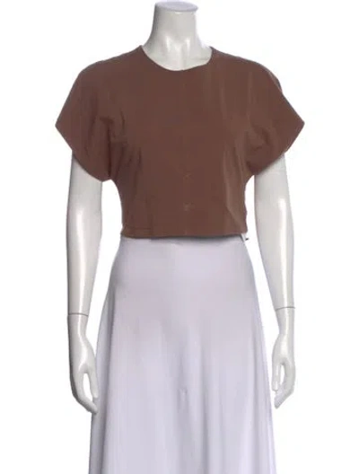 Pre-owned Apiece Apart Crew Neck Short Sleeve Crop Top In Brown