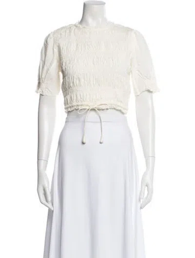 Pre-owned Apiece Apart Crew Neck Short Sleeve Crop Top In Neutral