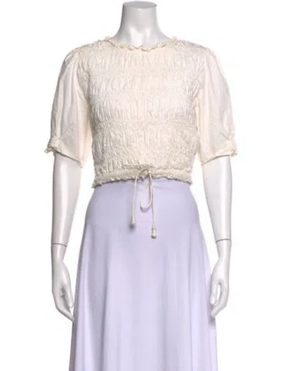 Pre-owned Apiece Apart Crew Neck Short Sleeve Crop Top In Neutrals