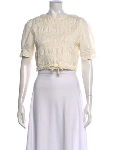 Pre-owned Apiece Apart Crew Neck Short Sleeve Crop Top In Neutrals
