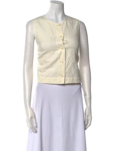 Pre-owned Apiece Apart Crew Neck Sleeveless Crop Top In Neutral