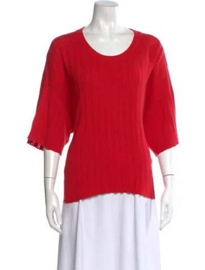 Pre-owned Apiece Apart Crew Neck Three-quarter Sleeve Top In Red