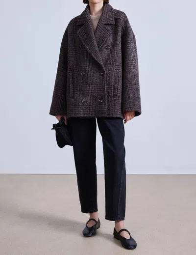 Apiece Apart Downtown Peacoat In Herring Plaid In Multi