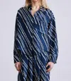Apiece Apart Easy Button Down Shirt In Navy Bias In Multi