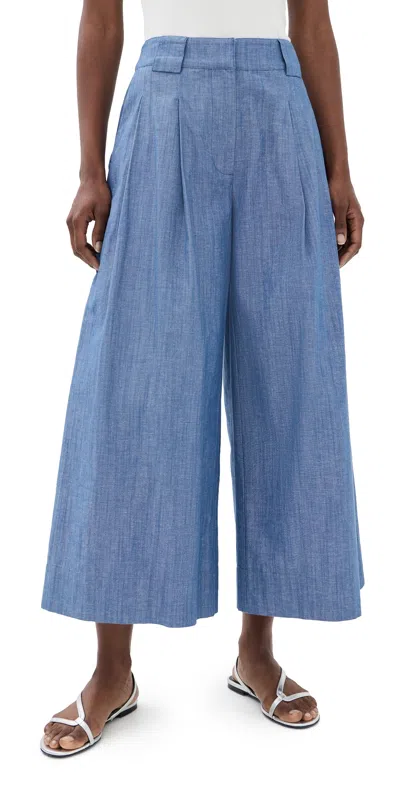 Apiece Apart Elan Midrise Palazzo Pants Chambray In Blue