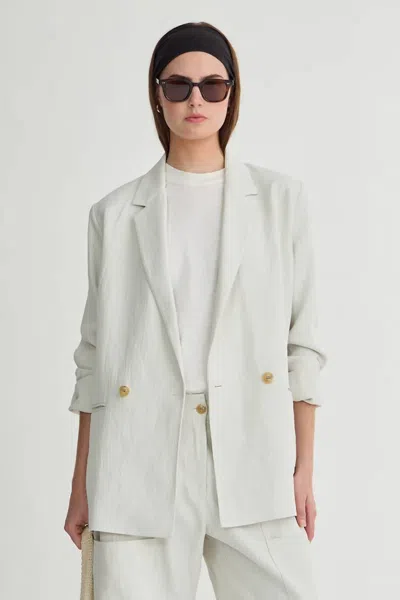 Apiece Apart Elsa Double Breasted Blazer In Birch In White