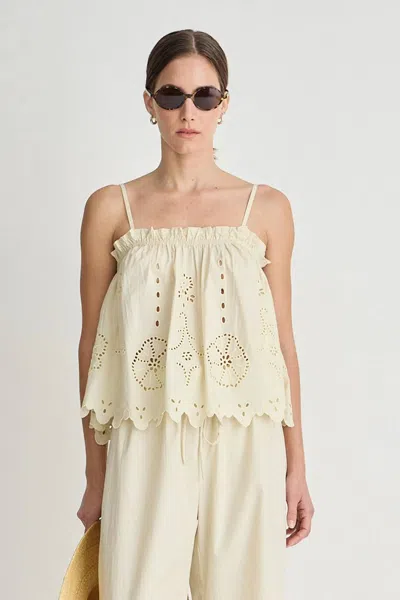 Apiece Apart Embroidered Cami Top In Ecru In White
