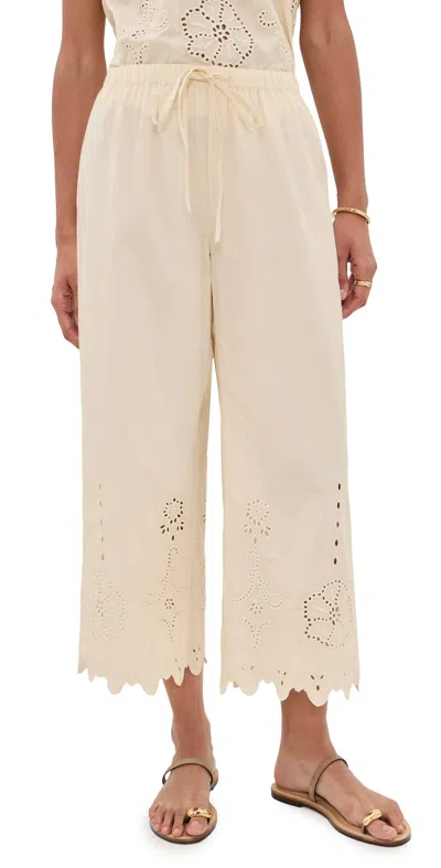 Apiece Apart Embroidered Kari Pull On Pants Ecru In Nude