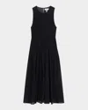 Apiece Apart Fabiana Shirred Organic Cotton Voile Maxi Dress In Black