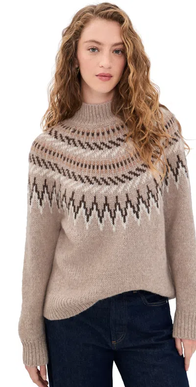 Apiece Apart Fair Isle Mock Neck Pullover Oatmeal