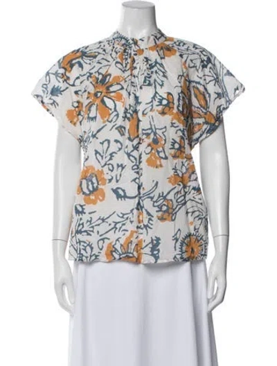 Pre-owned Apiece Apart Floral Print Crew Neck Blouse In Multi