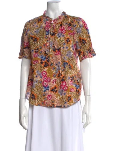 Pre-owned Apiece Apart Floral Print Crew Neck Blouse In Multi