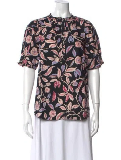 Pre-owned Apiece Apart Floral Print Crew Neck Blouse In Multicolor