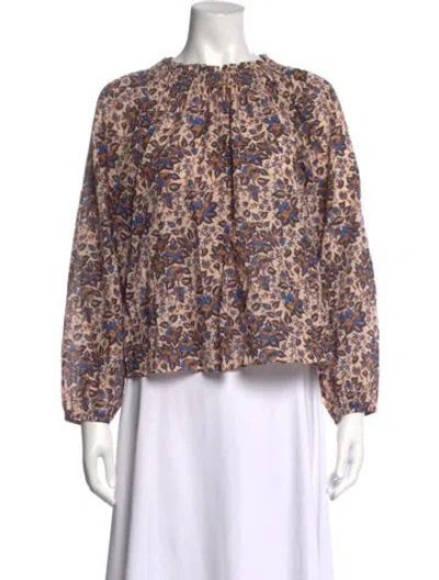 Pre-owned Apiece Apart Floral Print Crew Neck Blouse In Multicolor