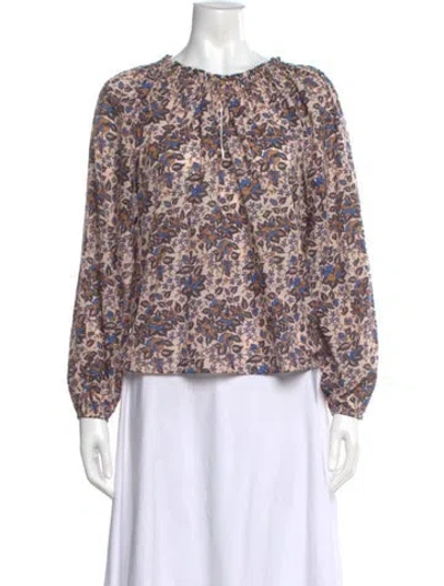 Pre-owned Apiece Apart Floral Print Crew Neck Blouse In Neutral