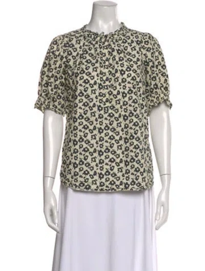 Pre-owned Apiece Apart Floral Print Crew Neck Top In Neutral