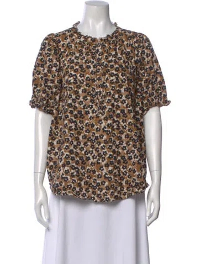 Pre-owned Apiece Apart Floral Print Crew Neck Top In Neutral