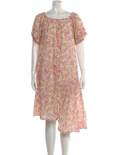 Pre-owned Apiece Apart Floral Print Knee-length Dress In Neutral