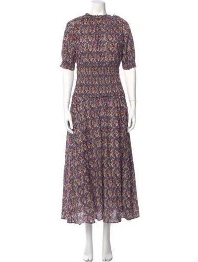 Pre-owned Apiece Apart Floral Print Long Dress In Black