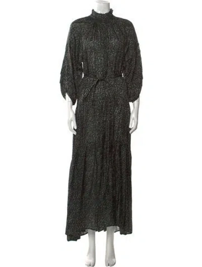 Pre-owned Apiece Apart Floral Print Long Dress In Black