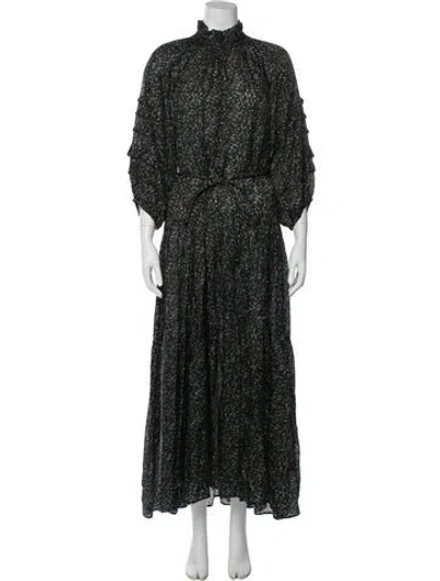 Pre-owned Apiece Apart Floral Print Long Dress In Black