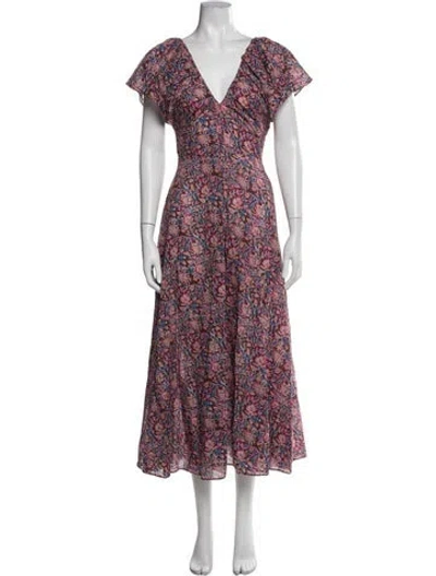 Pre-owned Apiece Apart Floral Print Long Dress In Black