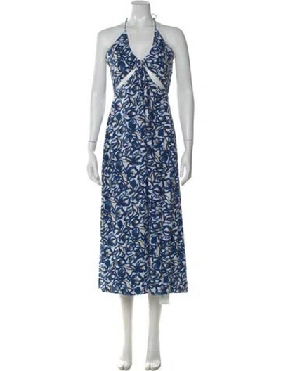 Pre-owned Apiece Apart Floral Print Long Dress In Black