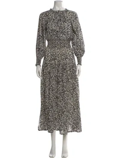 Pre-owned Apiece Apart Floral Print Long Dress In Black