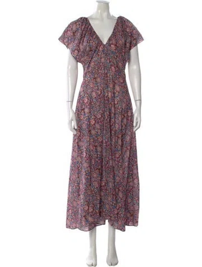 Pre-owned Apiece Apart Floral Print Long Dress In Black
