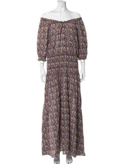Pre-owned Apiece Apart Floral Print Long Dress In Black