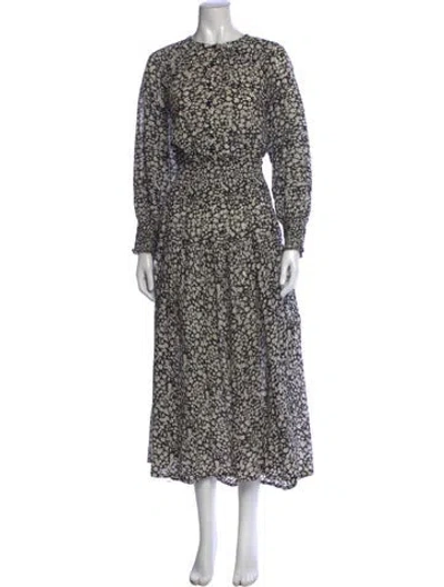 Pre-owned Apiece Apart Floral Print Long Dress In Black