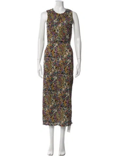 Pre-owned Apiece Apart Floral Print Long Dress In Black